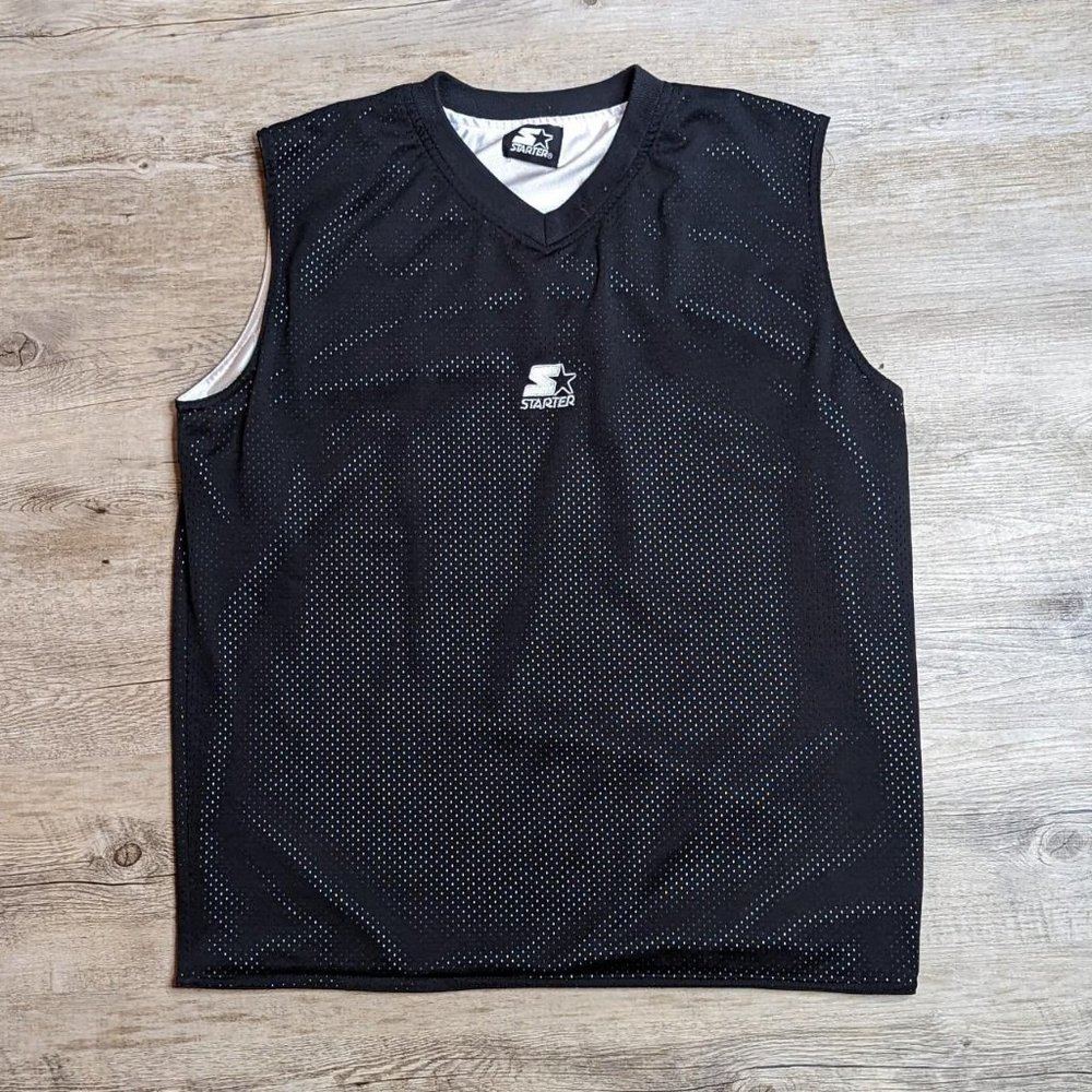 Vintage Starter reversible basketball jersey shirt size large black//white